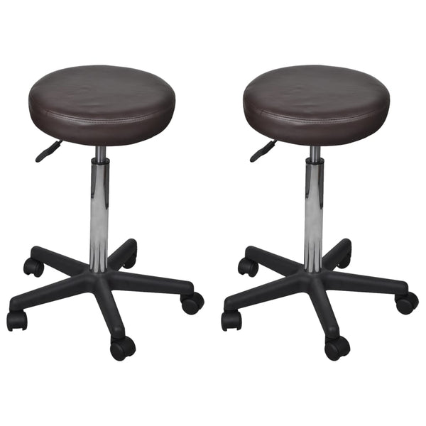  Office Stools 2 pcs Brown faux Leather