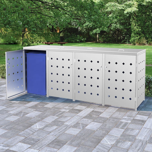  Quadruple Wheelie Bin Shed 240 L Stainless Steel