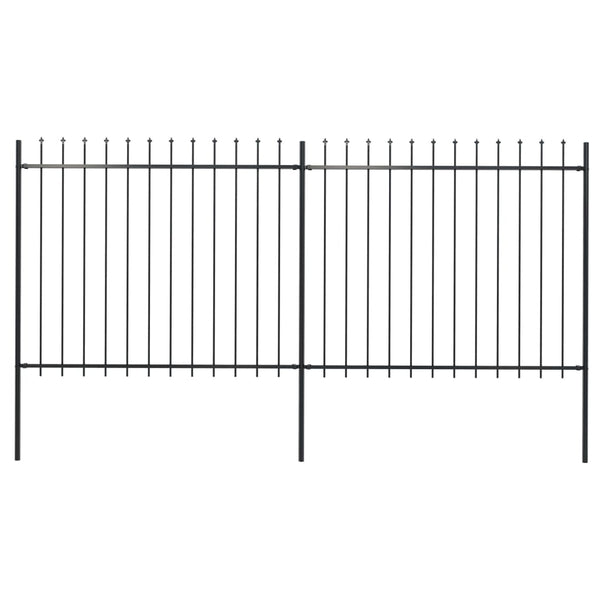  Garden Fence with Spear Top Steel Study_Black