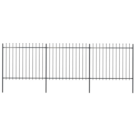 Garden Fence with Spear Top Steel Durable -Black