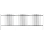 Garden Fence with Spear Top Steel Durable -Black