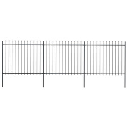 Garden Fence with Spear Top Steel Durable -Black