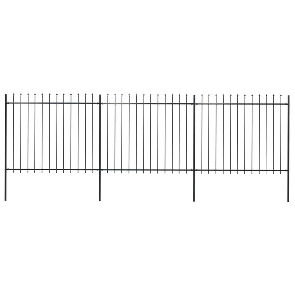  Garden Fence with Spear Top Steel Durable -Black