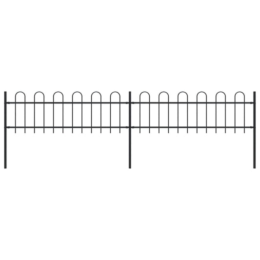 Garden Fence with Hoop Top Steel  Black