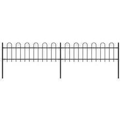 Garden Fence with Hoop Top Steel  Black