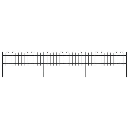 Garden Fence Outdoor with Hoop Top Steel -Black