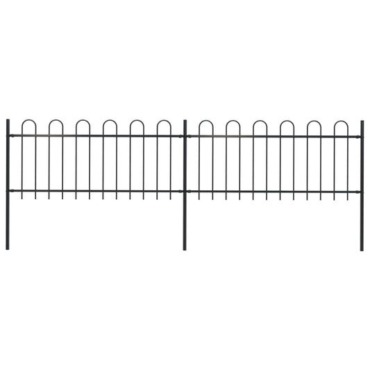 Garden Fence with Hoop Top Steel-  Black