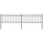 Garden Fence with Hoop Top Steel-  Black