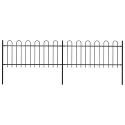 Garden Fence with Hoop Top Steel-  Black
