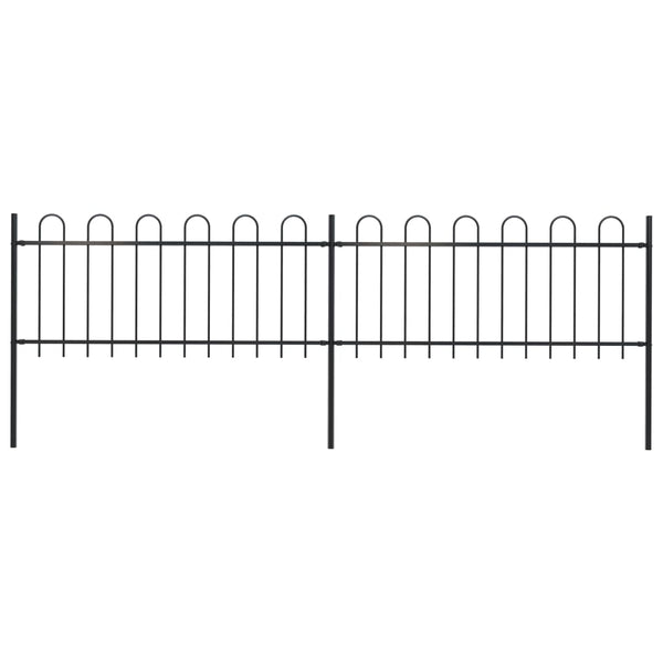  Garden Fence with Hoop Top Steel-  Black