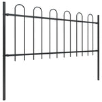 Garden Fence with Hoop Top Steel-  Black