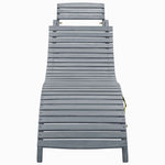 Sun Lounger Grey Wash Solid Acacia Wood