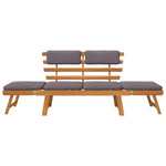 2-in-1 Garden Daybed with Cushion 190 cm Solid Acacia Wood