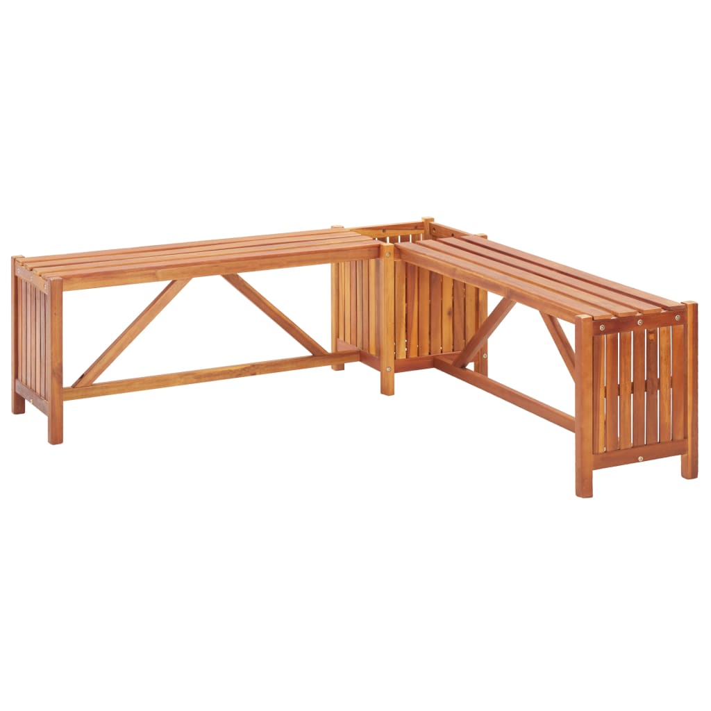Garden Corner Bench with Planter Solid Acacia Wood