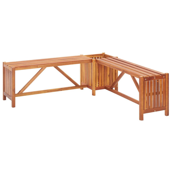  Garden Corner Bench with Planter Solid Acacia Wood