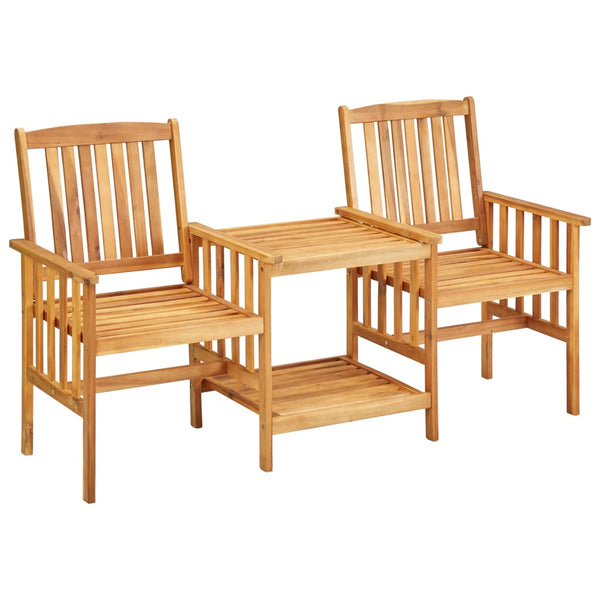  Garden Chairs with Tea Table  Solid Acacia Wood