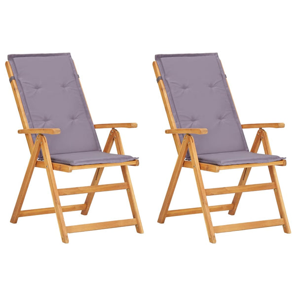  Reclining Garden Chairs 2 pcs Brown Solid Acacia Wood