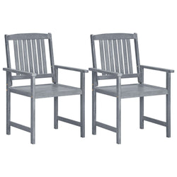 Garden Chairs 2 pcs Grey Solid Acacia Wood