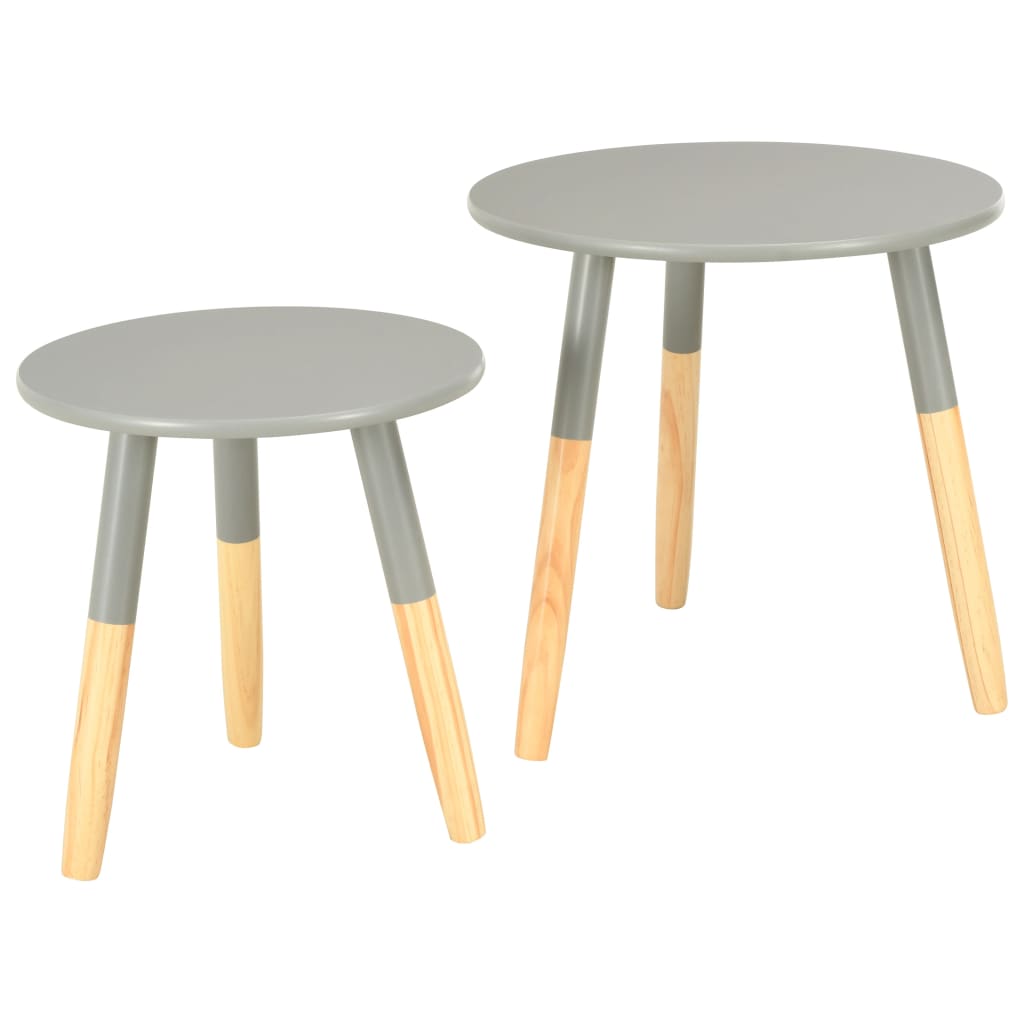 Side Tables 2 pcs Grey Solid Pinewood