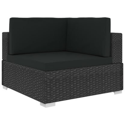 12 Piece Garden Lounge Set with Cushions Poly Rattan Black