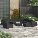 12 Piece Garden Lounge Set with Cushions Poly Rattan Black