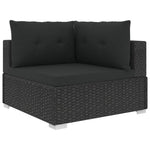 10 Piece Lounge Set with Cushions Poly Rattan Black