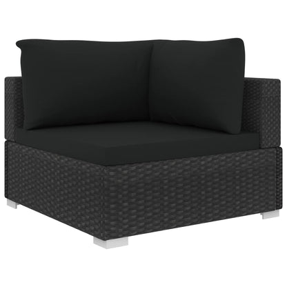 12 Piece Garden Lounge Set with Cushions Poly Rattan Black