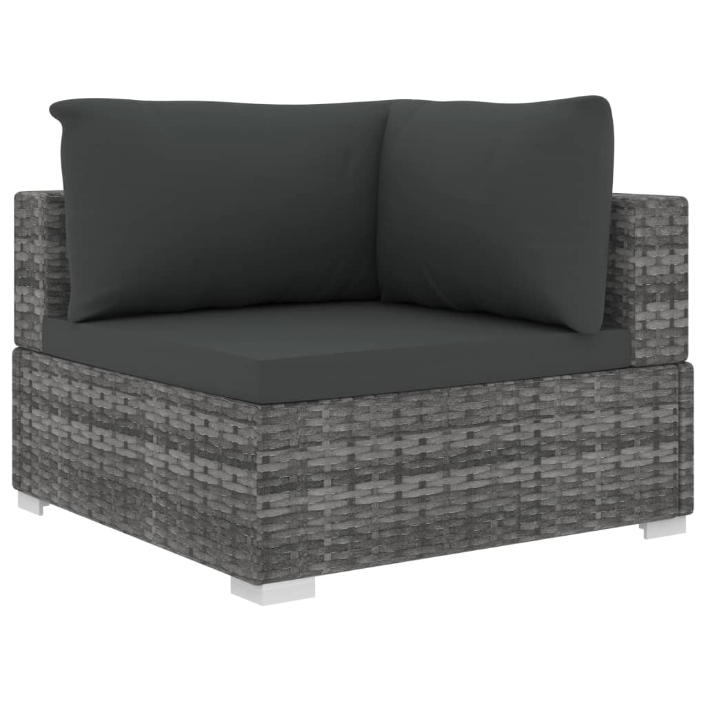 8 Piece Garden Lounge Set with Cushions Poly Rattan Grey - 70×65×66.5cm