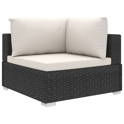 9 Piece Garden Lounge Set with Cushions Poly Rattan Black - 70×70×26cm