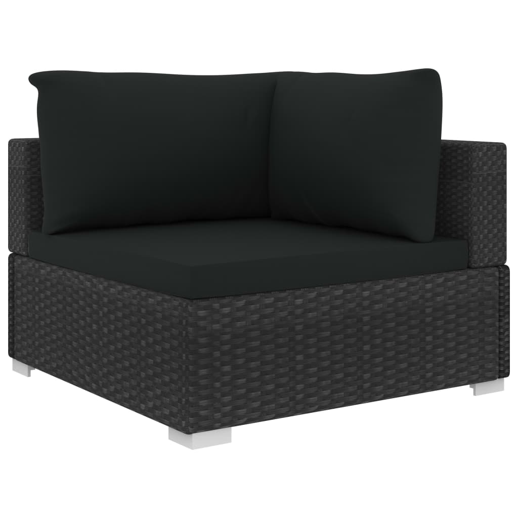 9 Piece Garden Lounge Set with Cushions Poly Rattan Black - 70×70×52.5cm