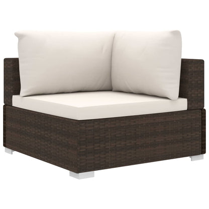 4 Piece Garden Lounge Set with Cushions Poly Rattan Brown - 70×70×52.5cm
