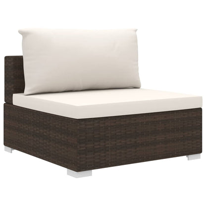 4 Piece Garden Lounge Set with Cushions Poly Rattan Brown - 70×70×52.5cm