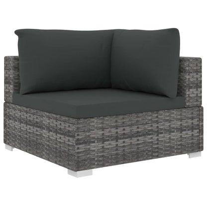 4 Piece Garden Lounge Set with Cushions Poly Rattan Grey - 70×70×52.5cm