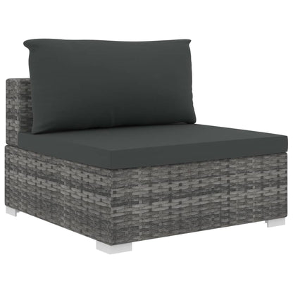 4 Piece Garden Lounge Set with Cushions Poly Rattan Grey - 70×70×52.5cm
