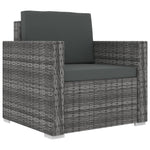 11 Piece Garden Lounge Set with Cushions Poly Rattan Grey