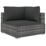 11 Piece Garden Lounge Set with Cushions Poly Rattan Grey