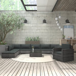 11 Piece Garden Lounge Set with Cushions Poly Rattan Grey