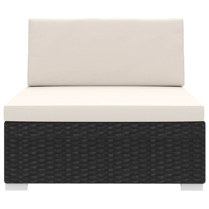 Sectional Middle Seat 1 pc with Cushions Poly Rattan Black