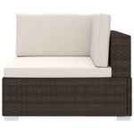 Sectional Corner Chair 1 pc with Cushions Poly Rattan Brown