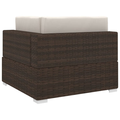 Sectional Corner Chair 1 pc with Cushions Poly Rattan Brown