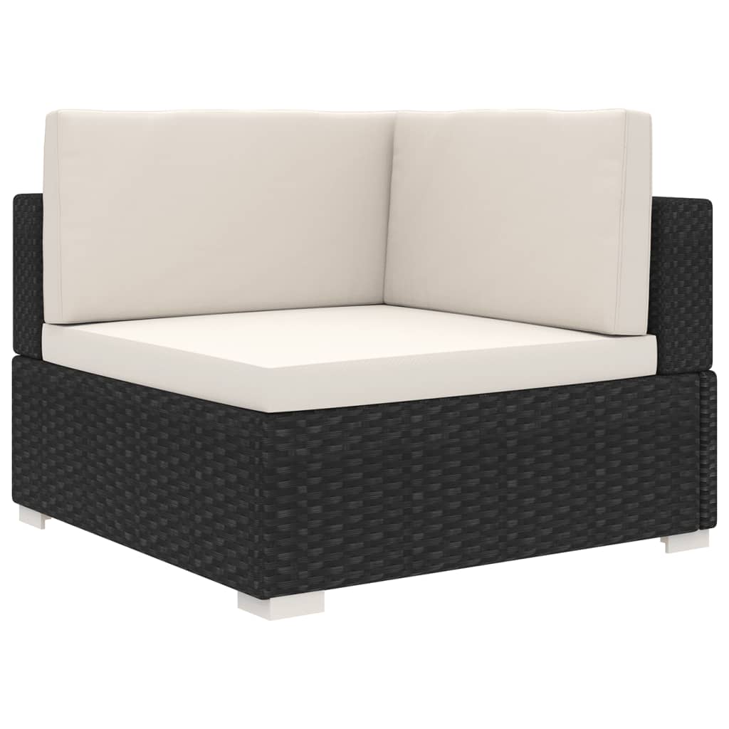 Sectional Corner Chair 1 pc with Cushions Poly Rattan Black