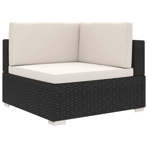  Sectional Corner Chair 1 pc with Cushions Poly Rattan Black