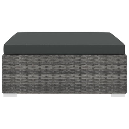 Sectional Footrest 1 pc with Cushion Poly Rattan Grey