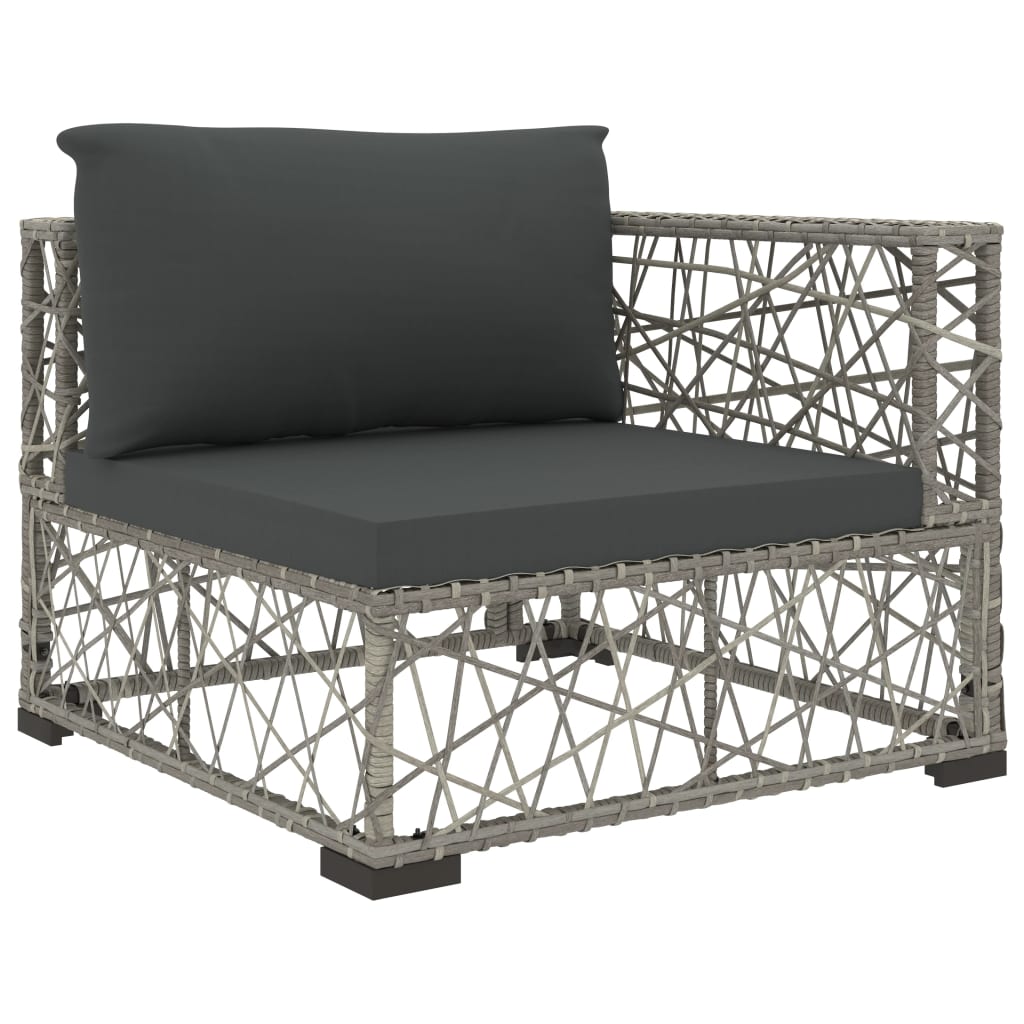 8 Piece Garden Lounge Set with Cushions Poly Rattan Grey - 70×70×52.5cm
