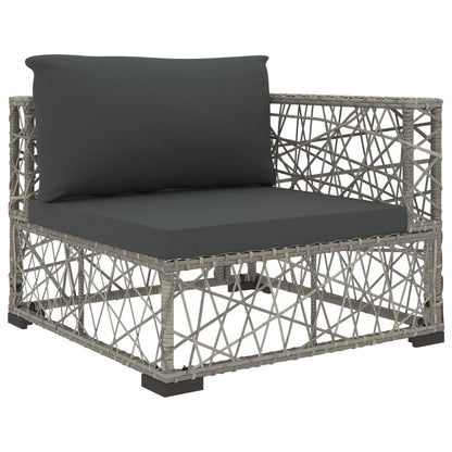 8 Piece Garden Lounge Set with Cushions Poly Rattan Grey - 70×70×52.5cm