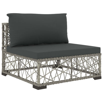 8 Piece Garden Lounge Set with Cushions Poly Rattan Grey - 70×70×52.5cm