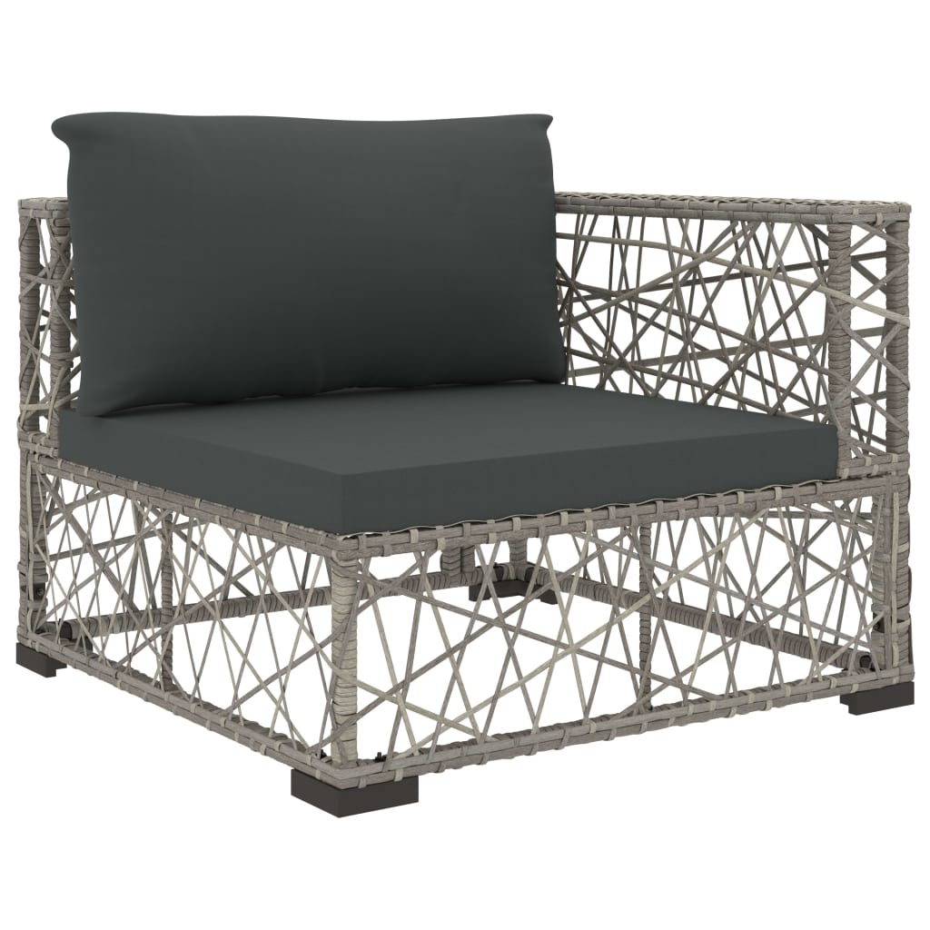 10 Piece Garden Lounge Set with Cushions Poly Rattan Grey - 70×70×52.5cm