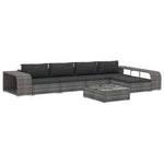 8 Piece Garden Lounge Set with Cushions Poly Rattan Grey