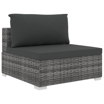 8 Piece Garden Lounge Set with Cushions Poly Rattan Grey - 70×35×45cm