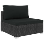 8 Piece Garden Lounge Set with Cushions Poly Rattan Black